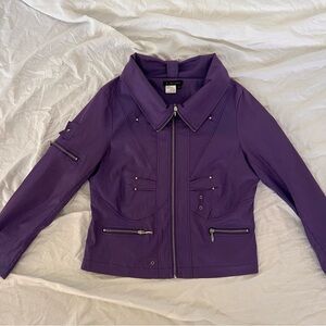 Ruby Cho purple biker jacket with stand collar // statement piece // Size L